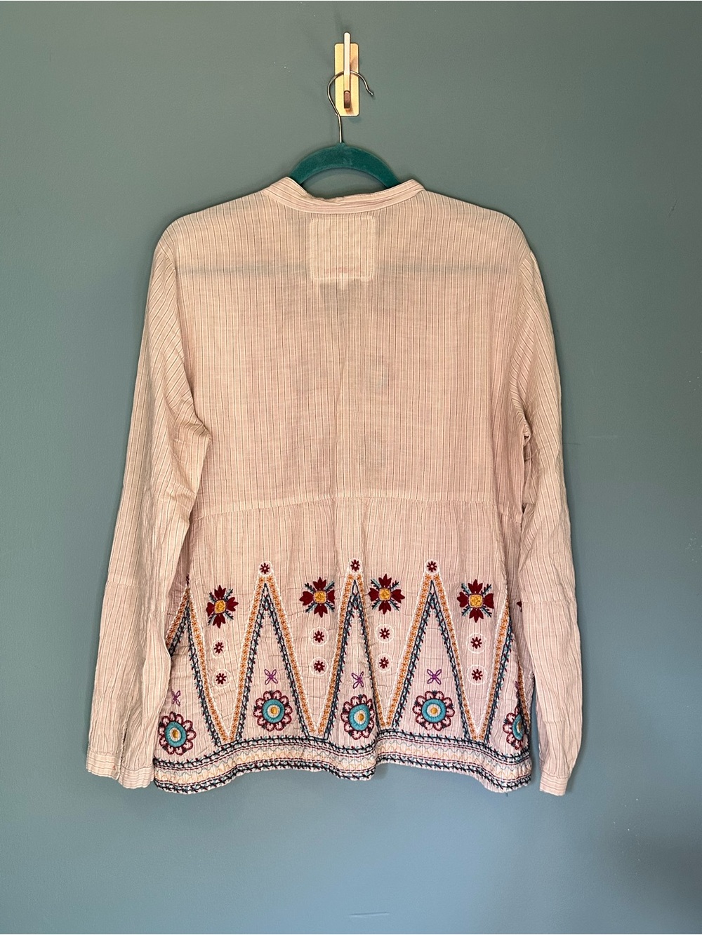 Johnny Was 3J Workshop Embroidered Boho Peplum Tunic Top Medium M - Picture 12 of 12